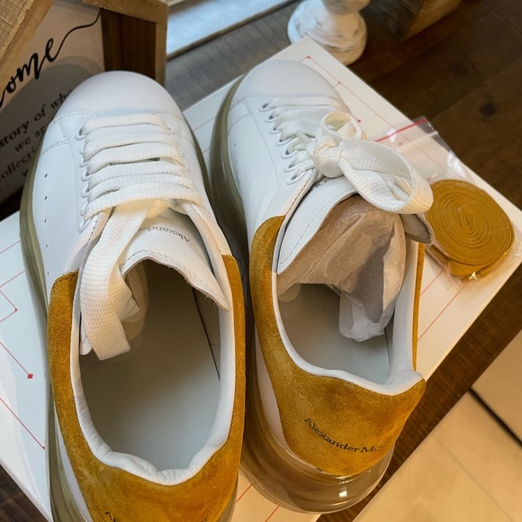 Alexander McQueen Oversized White & Mineral Yellow Gel Sole Sneakers - Picture 7 of 11